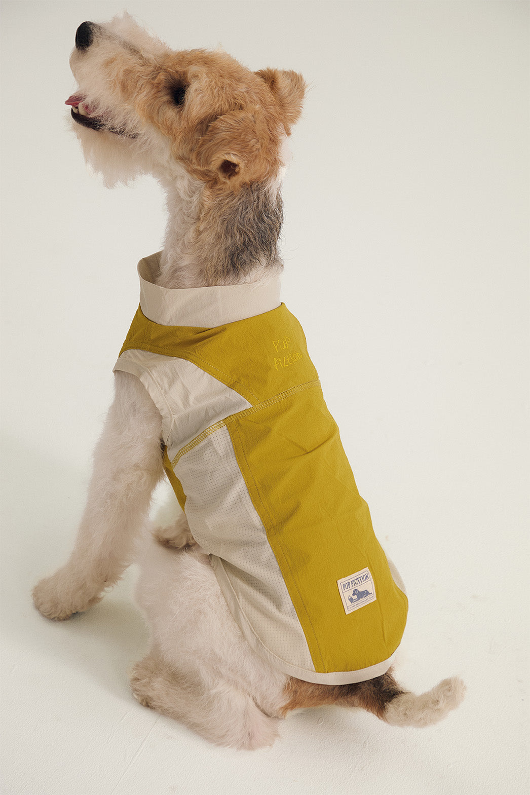 Pup Fiction Striped Embroidered Sleeveless Dog Shirt