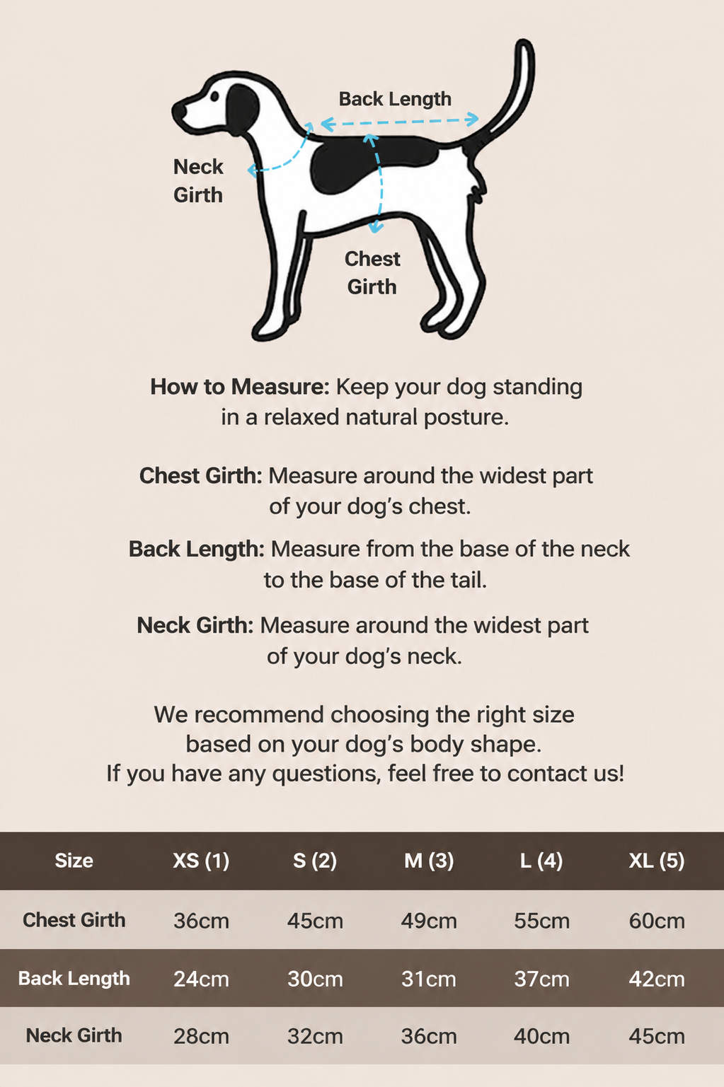 Twoll Lightweight Cooling Summer Vest for Dogs size guide