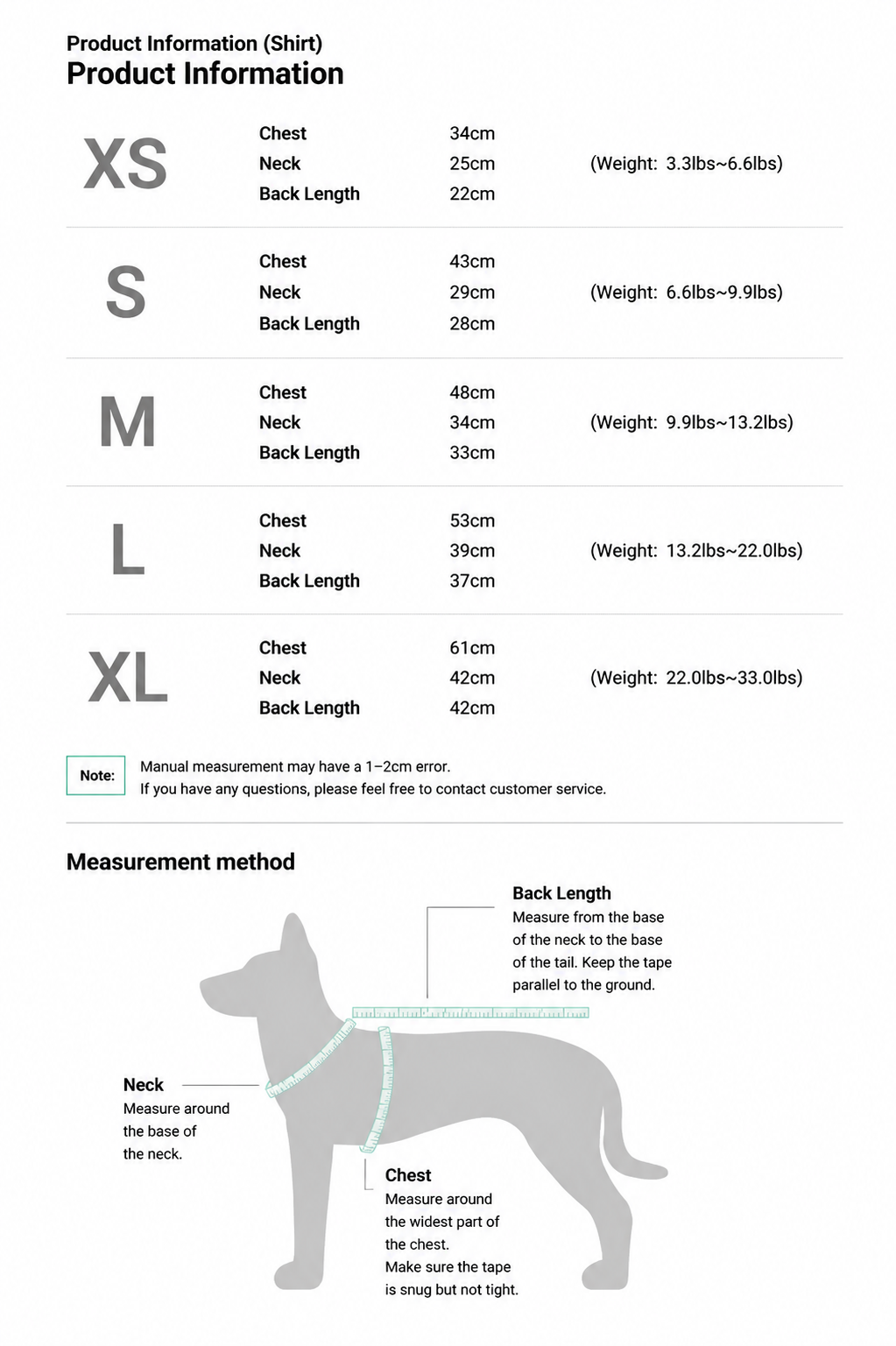 Twoll Vintage Plaid Dog Shirt & Cap size guide