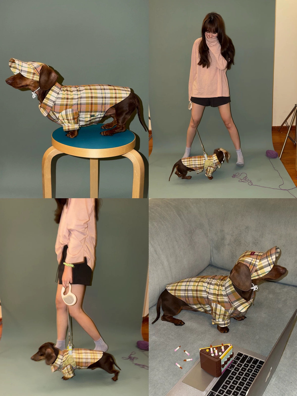 Twoll Vintage Plaid Dog Shirt