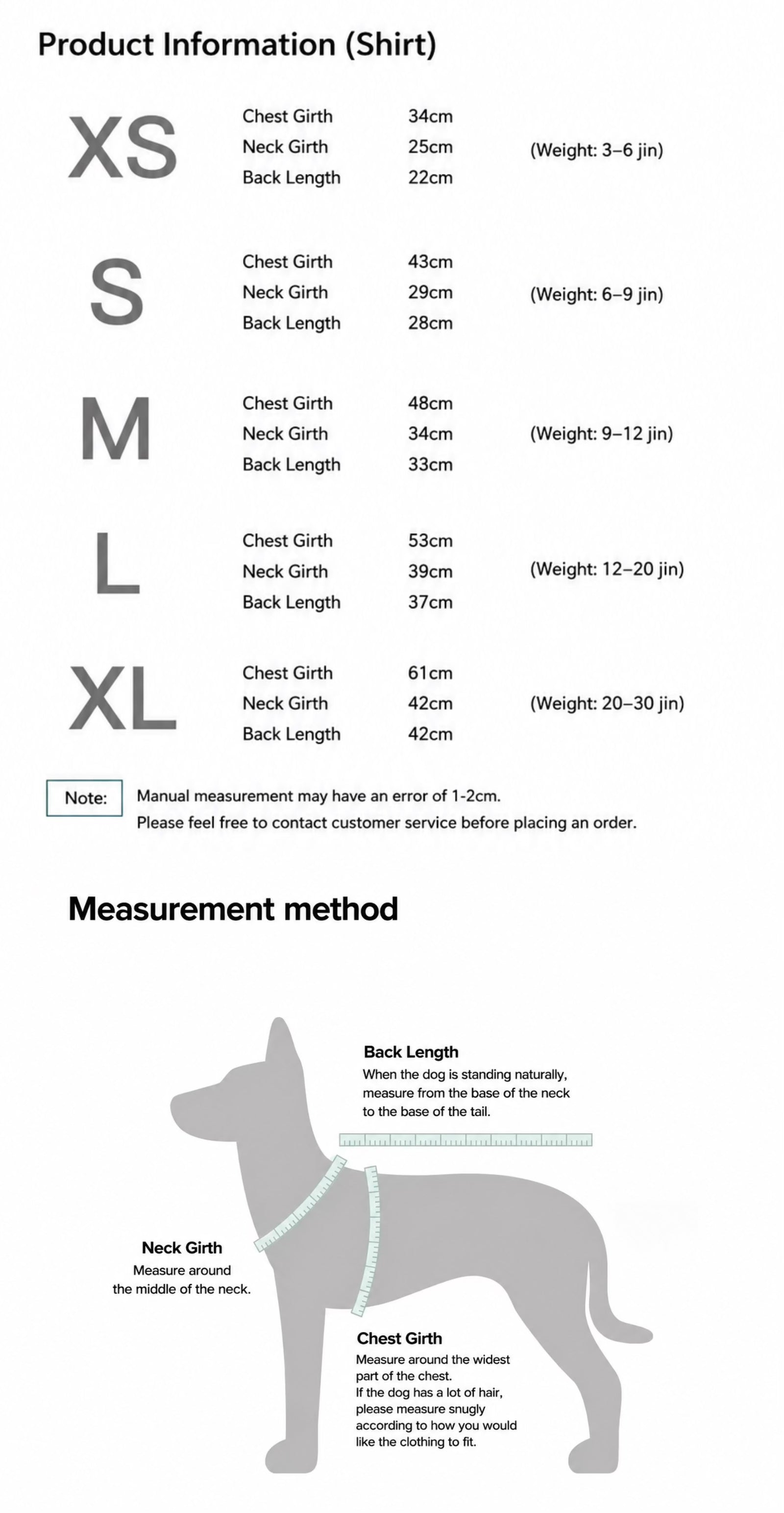 Twoll Vintage Plaid Dog Shirt size guide