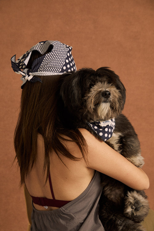 Polka dot patchwork cotton pet bandana